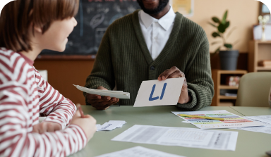 Teacher working with SEND child
